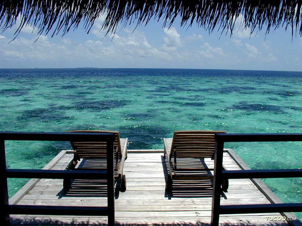 Ocean view from wooden deck