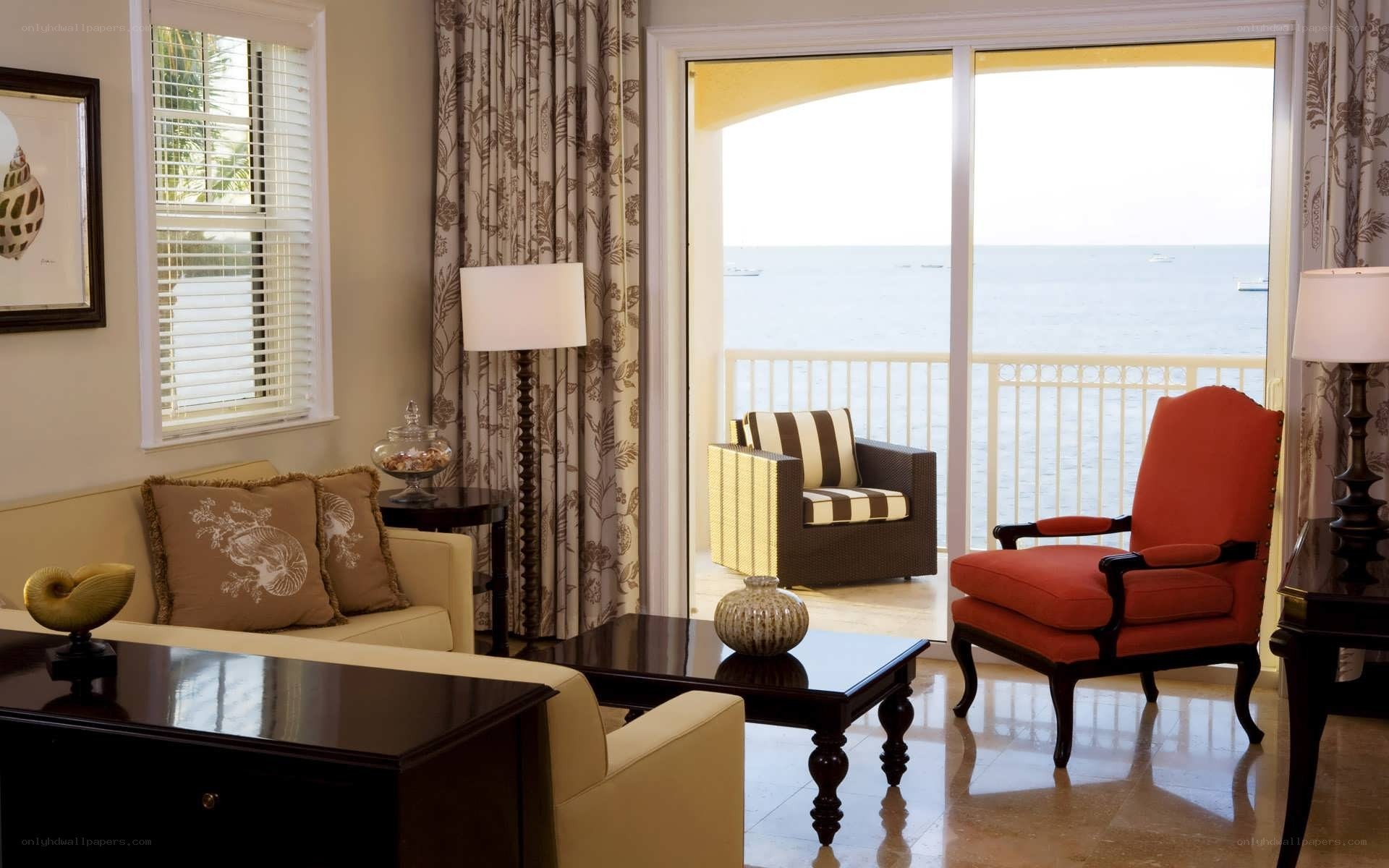 Ocean-view hotel room interior