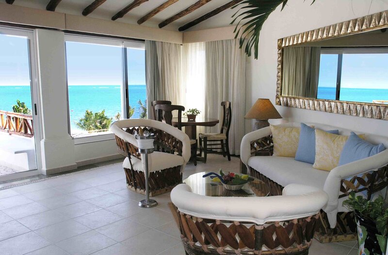 Ocean-view living room with tropical decor