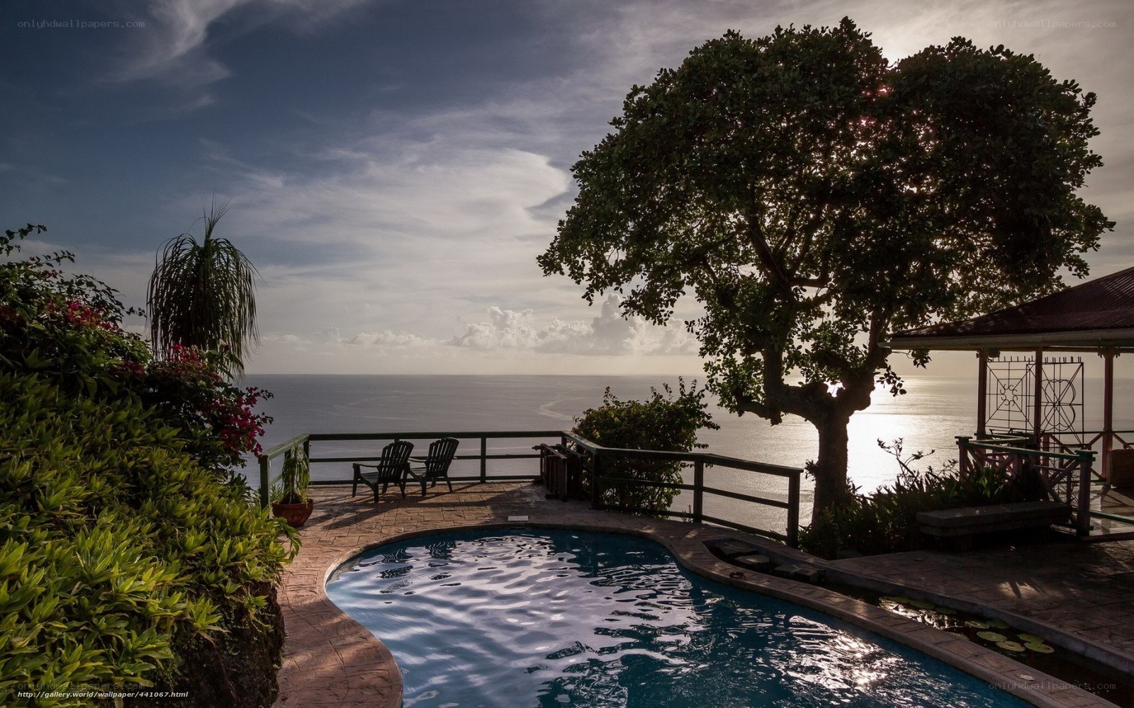 Ocean view pool at sunset