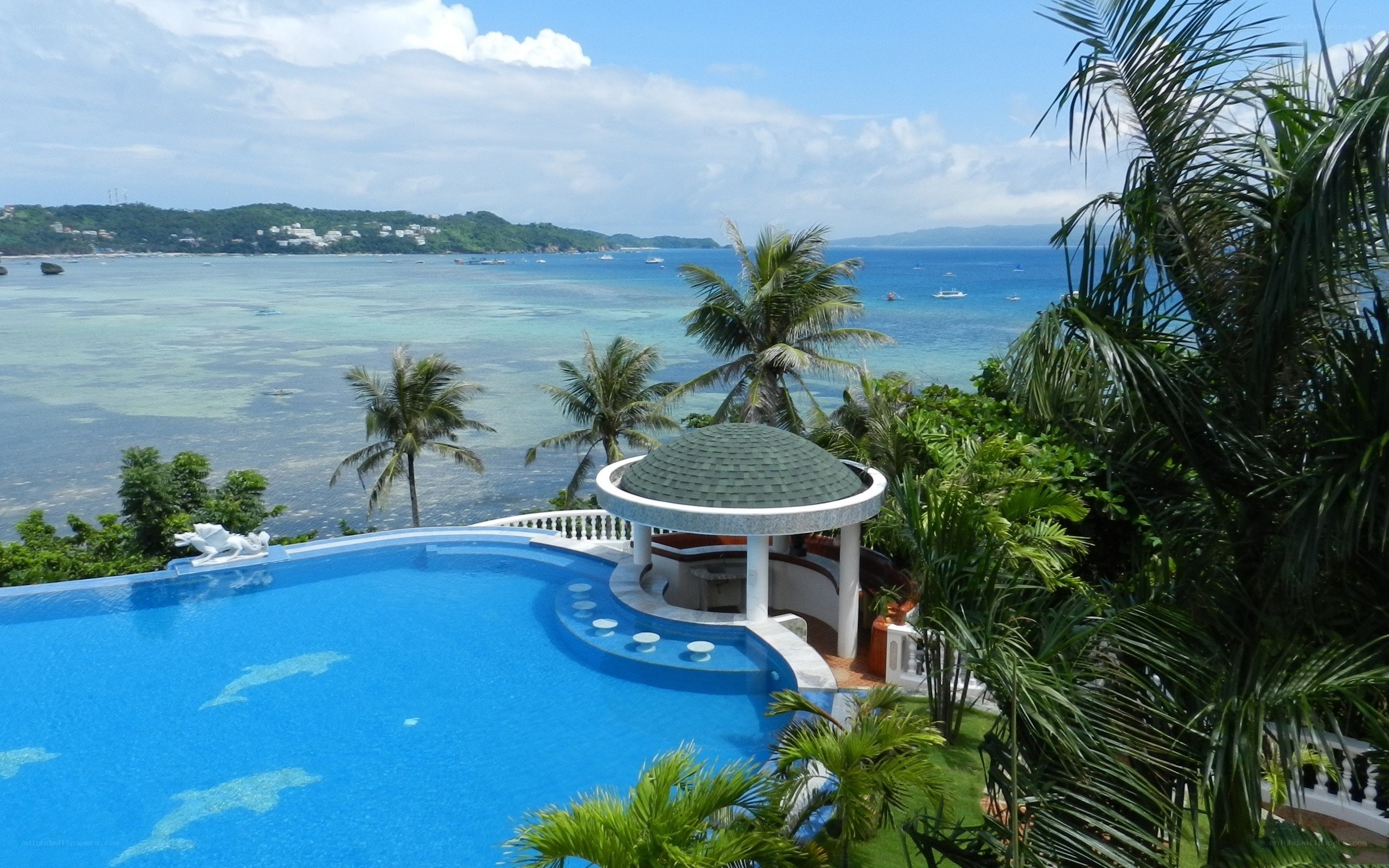 Ocean view pool with gazebo
