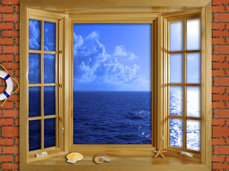 Ocean view through window