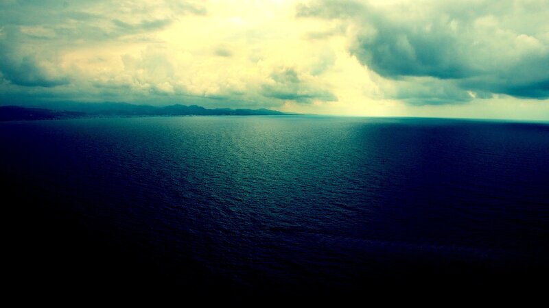 Ocean view under cloudy sky