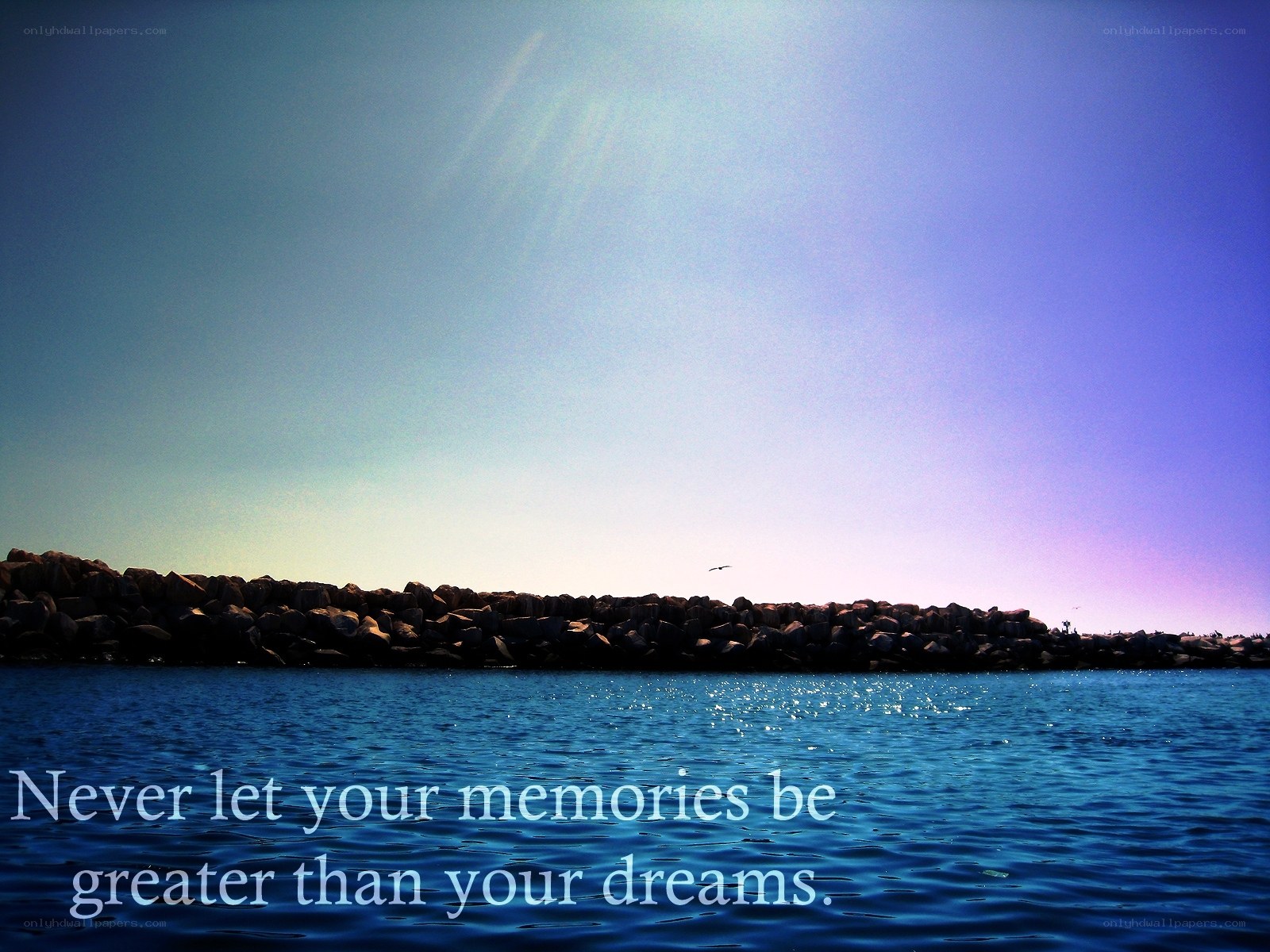 Ocean view with inspirational quote