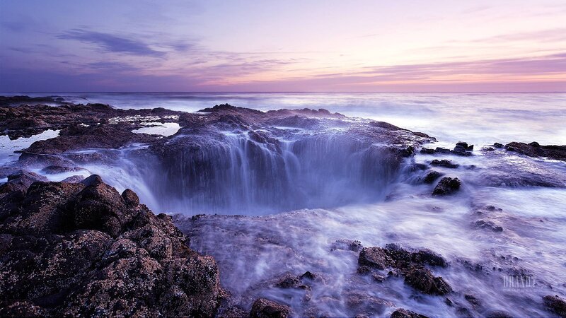 Ocean Waterfall on Rocks