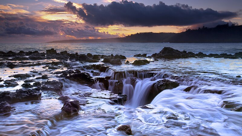 Ocean Waterfalls — Blue, Dramatic