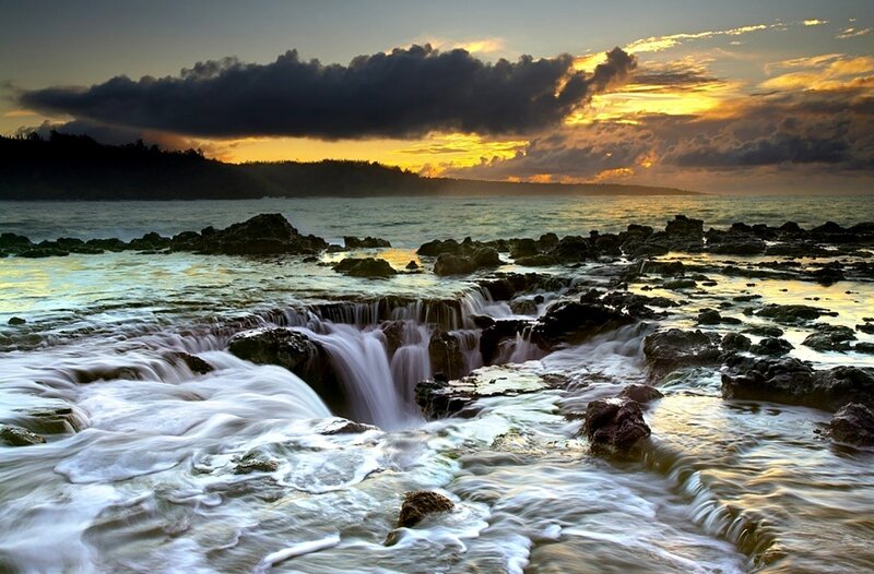 Ocean Waterfalls on Rocks