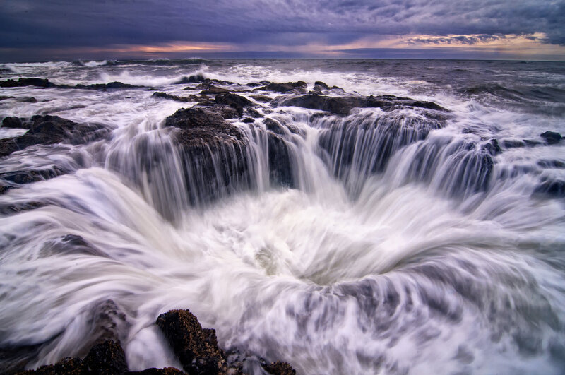Ocean Waterfalls on Rocks — White