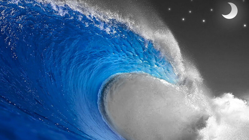 Ocean Wave at Night — Blue, Dramatic