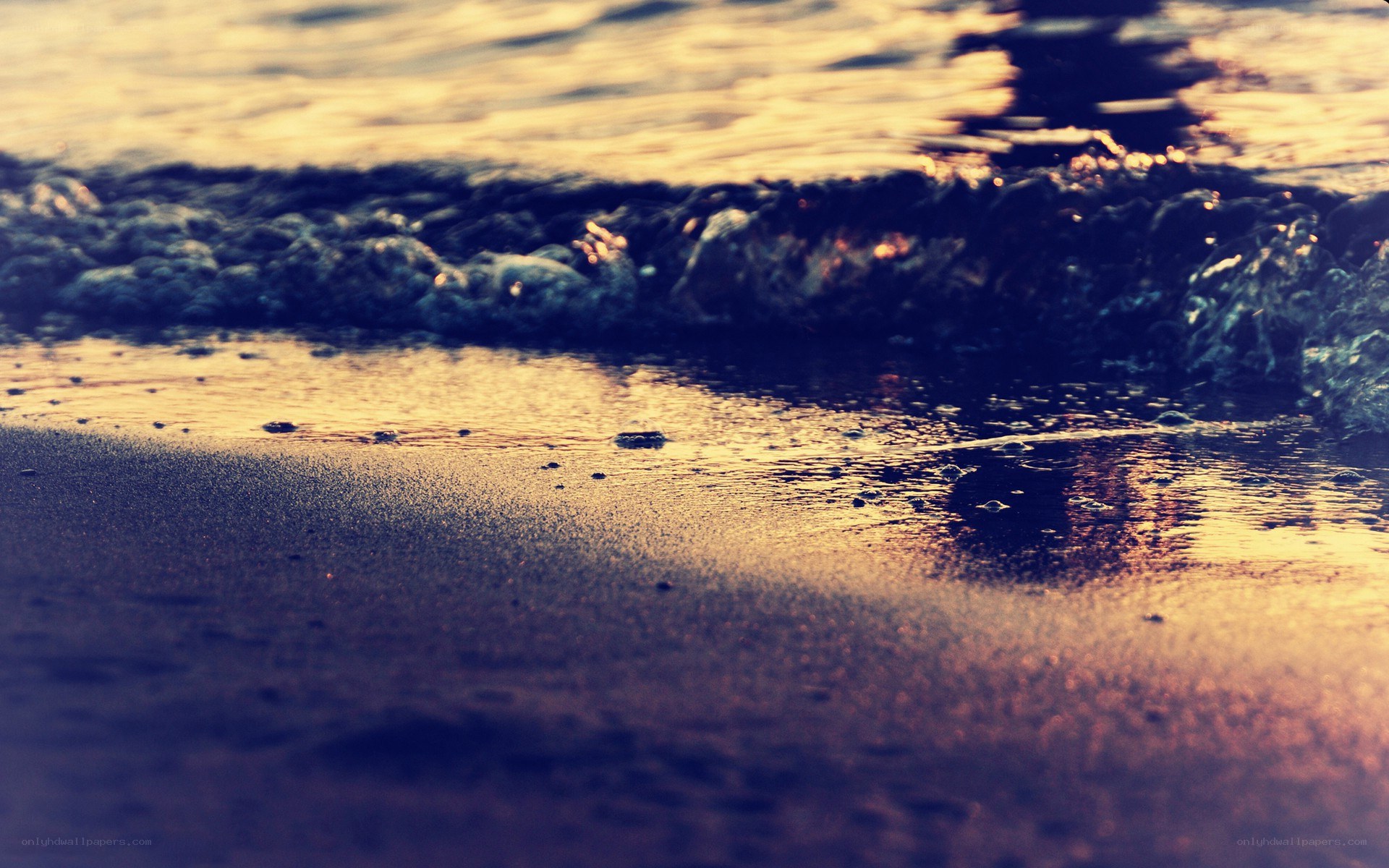 Ocean wave at sunset