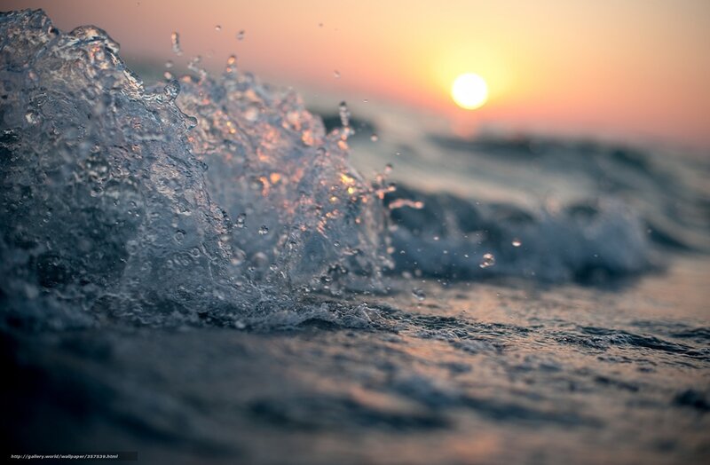 Ocean wave at sunset