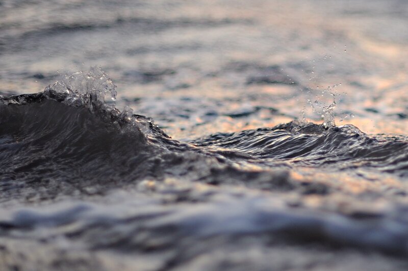 Ocean Wave at Sunset — Blue, Calm, Photograph