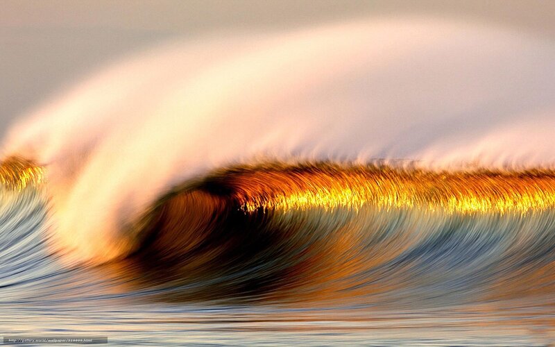 Ocean Wave at Sunset — Blue, Dramatic, Photograph, Foam, Sunlight