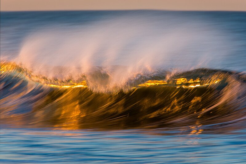 Ocean Wave at Sunset — Blue, Dramatic, Photograph, Sea