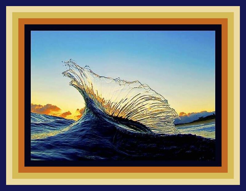 Ocean Wave at Sunset — Blue, Dramatic, Photograph, Sky