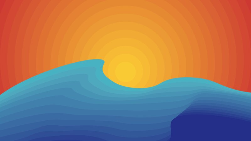 Ocean Wave at Sunset — Blue, Serene, Digital Art