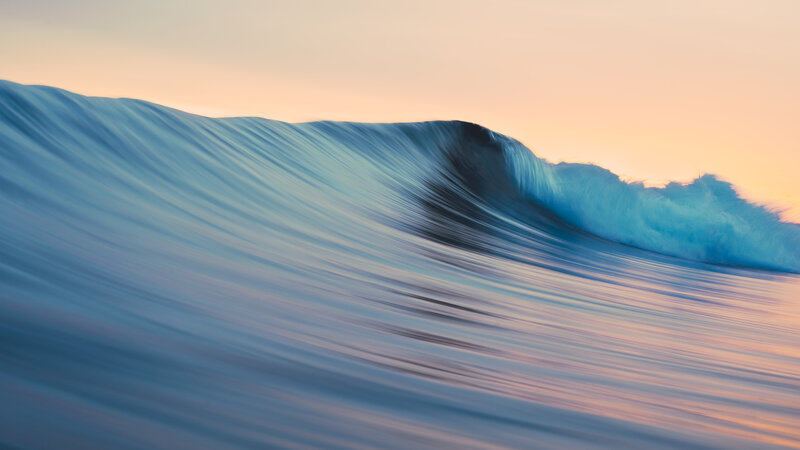 Ocean Wave at Sunset — Blue, Serene, Photograph, Sky