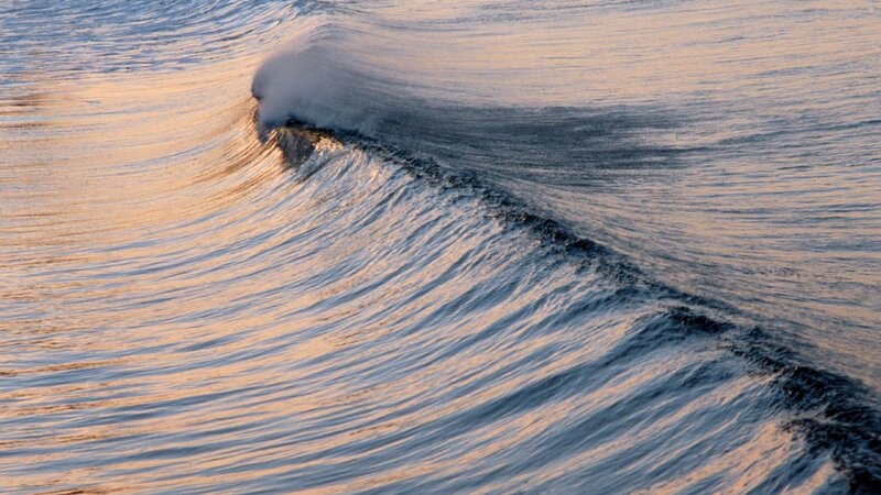 Ocean Wave at Sunset — Blue, Serene, Photograph