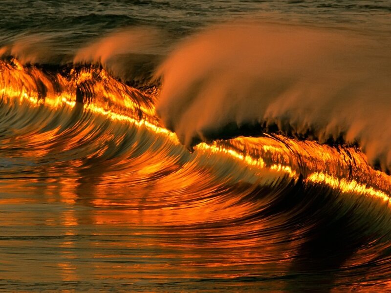Ocean Wave at Sunset — Dramatic