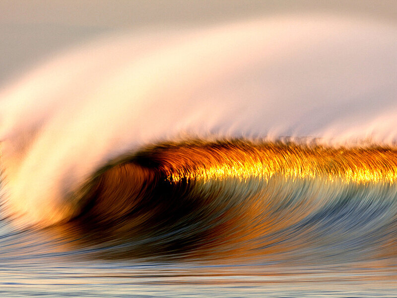 Ocean Wave at Sunset — Gold, Dramatic