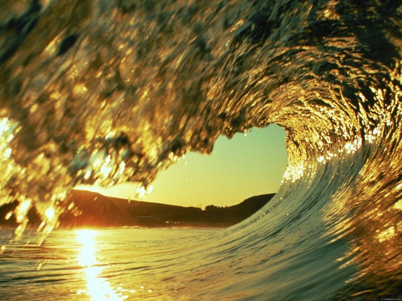 Ocean Wave at Sunset — Gold