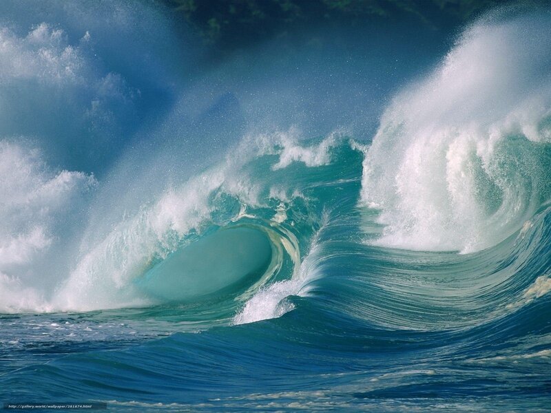 Ocean Wave Breaking — Blue, Dramatic, Photograph, Sea, Sky