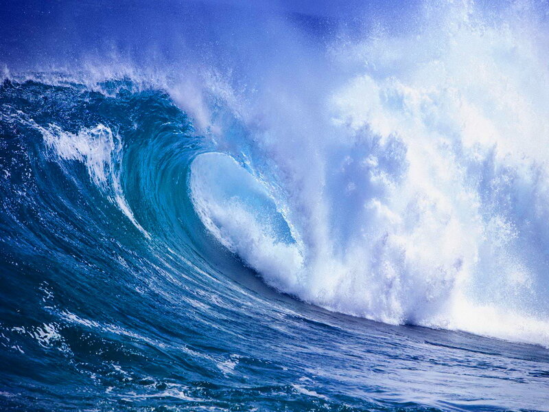 Ocean Wave Breaking — Blue, Dramatic, Photograph, Sea