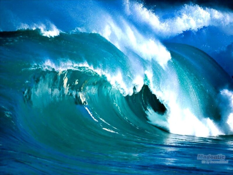 Ocean Wave Breaking — Blue, Dramatic, Photograph