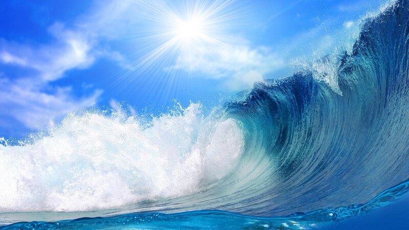 Ocean Wave Breaking — Blue, Dramatic