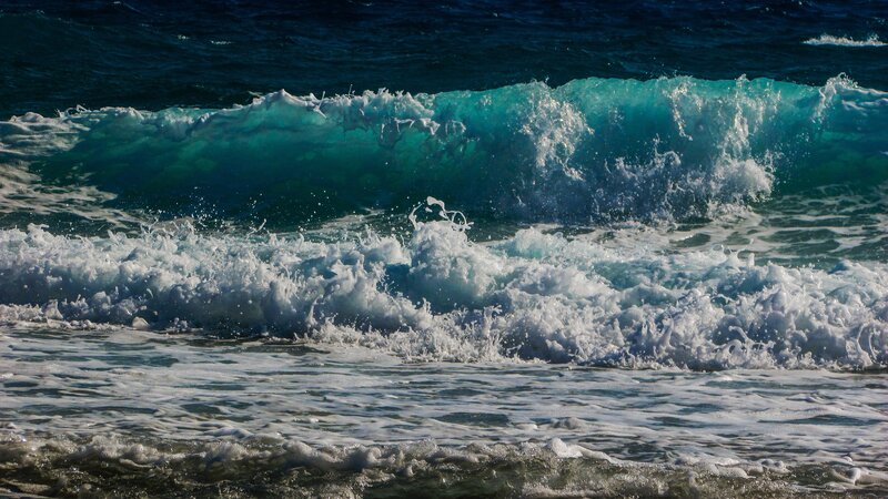 Ocean Wave Breaking — Blue, Dynamic, Afternoon, Photograph, Foam, Sea