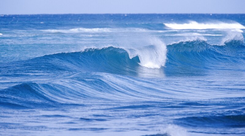 Ocean Wave Breaking — Blue, Dynamic, Afternoon, Photograph, Sea, Sky
