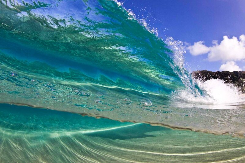 Ocean Wave Breaking — Blue, Dynamic, Afternoon, Photograph, Sky