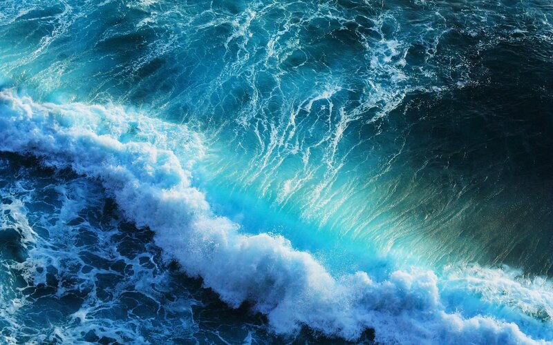 Ocean Wave Breaking — Blue, Dynamic, Afternoon, Photograph