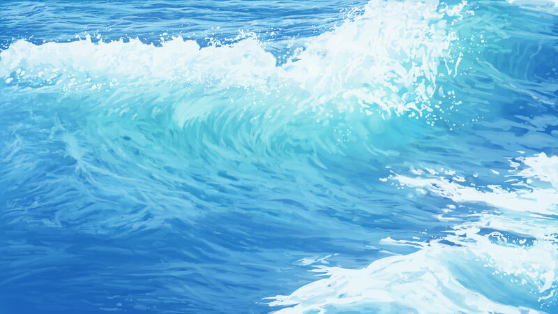 Ocean Wave Breaking — Blue, Dynamic, Digital Art