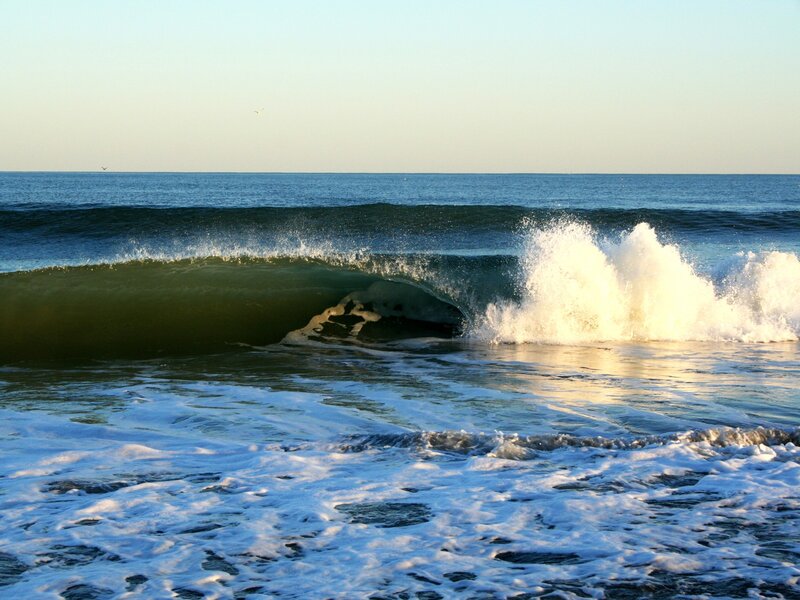 Ocean Wave Breaking — Blue, Dynamic, Sunset, Photograph