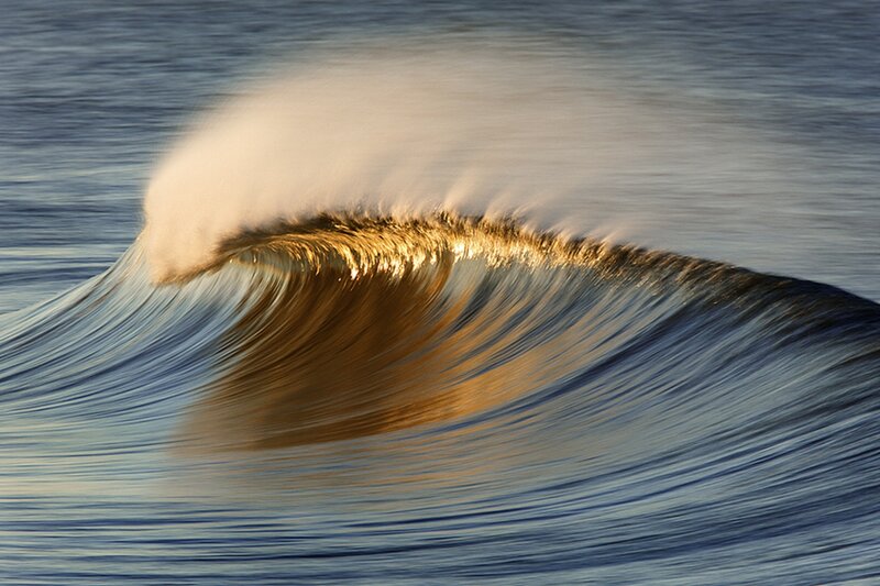 Ocean Wave Breaking — Blue, Dynamic, Sunset