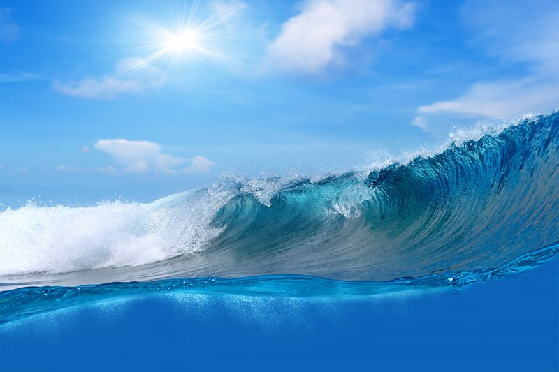 Ocean Wave Breaking — Blue, Serene, Afternoon