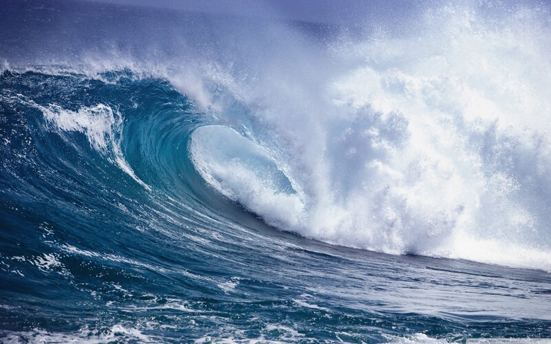 Ocean Wave Breaking — Blue