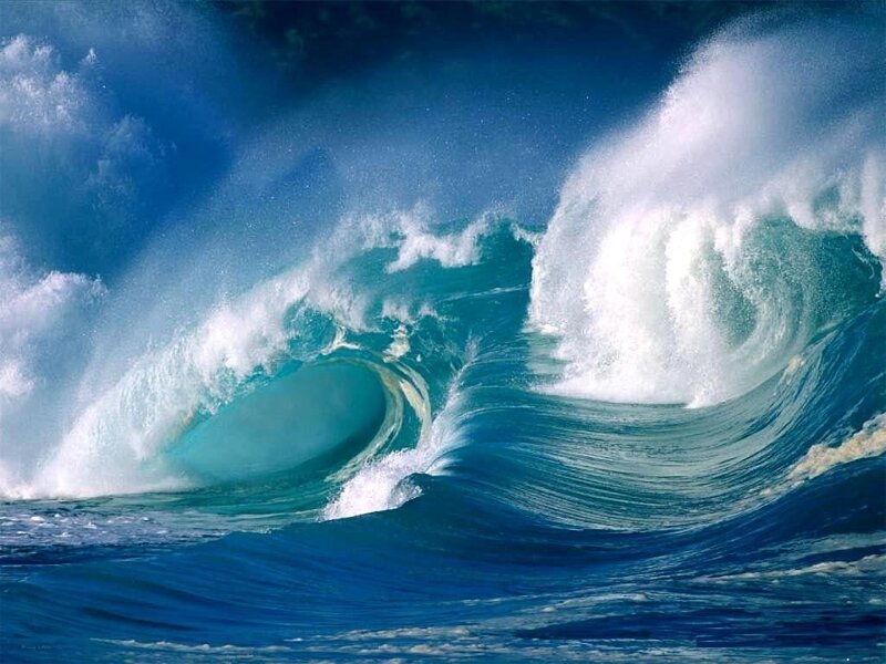 Ocean Wave Breaking — White