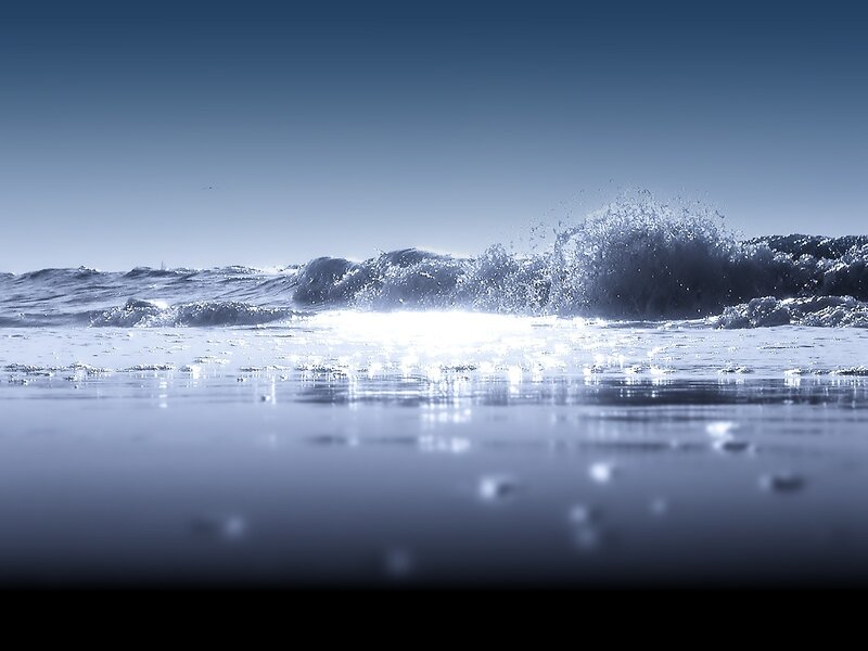 Ocean Wave Crashing — Blue, Calm, Afternoon, Photograph