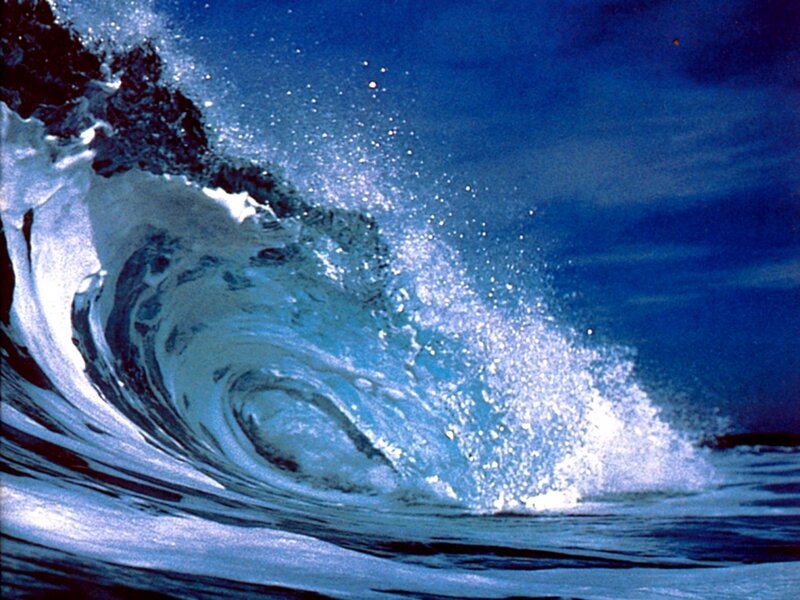 Ocean Wave Crashing — Blue, Dramatic, Night