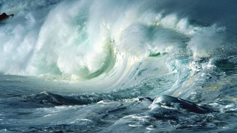 Ocean Wave Crashing — Blue, Dramatic, Photograph, Sea, Foam