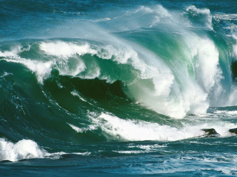 Ocean Wave Crashing — Blue, Dramatic, Photograph, Sea
