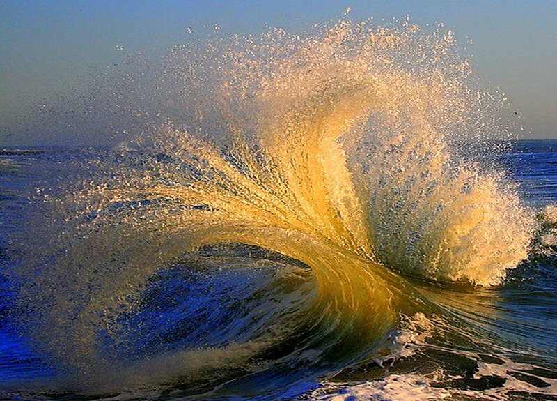 Ocean Wave Crashing — Blue, Dramatic, Sunset