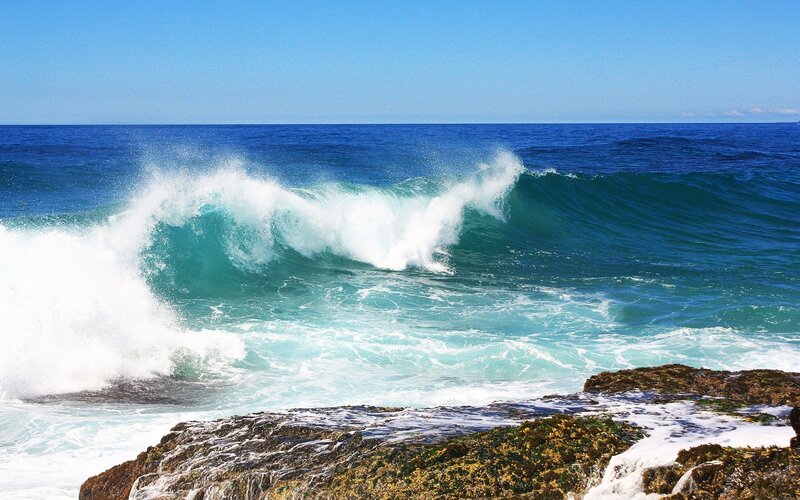 Ocean Wave Crashing — Blue, Dynamic, Afternoon