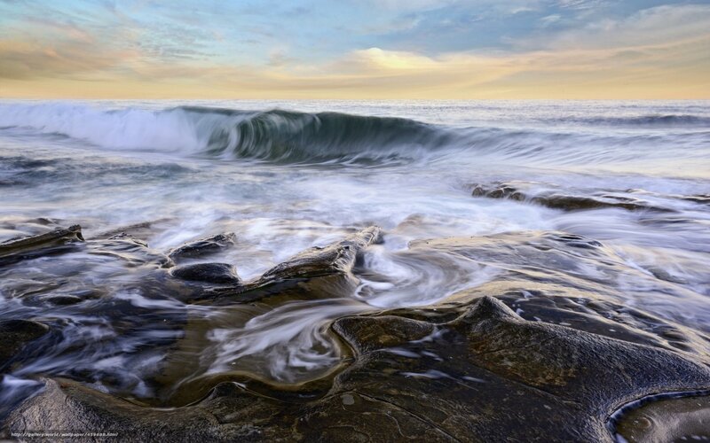 Ocean Wave Crashing — Blue, Serene