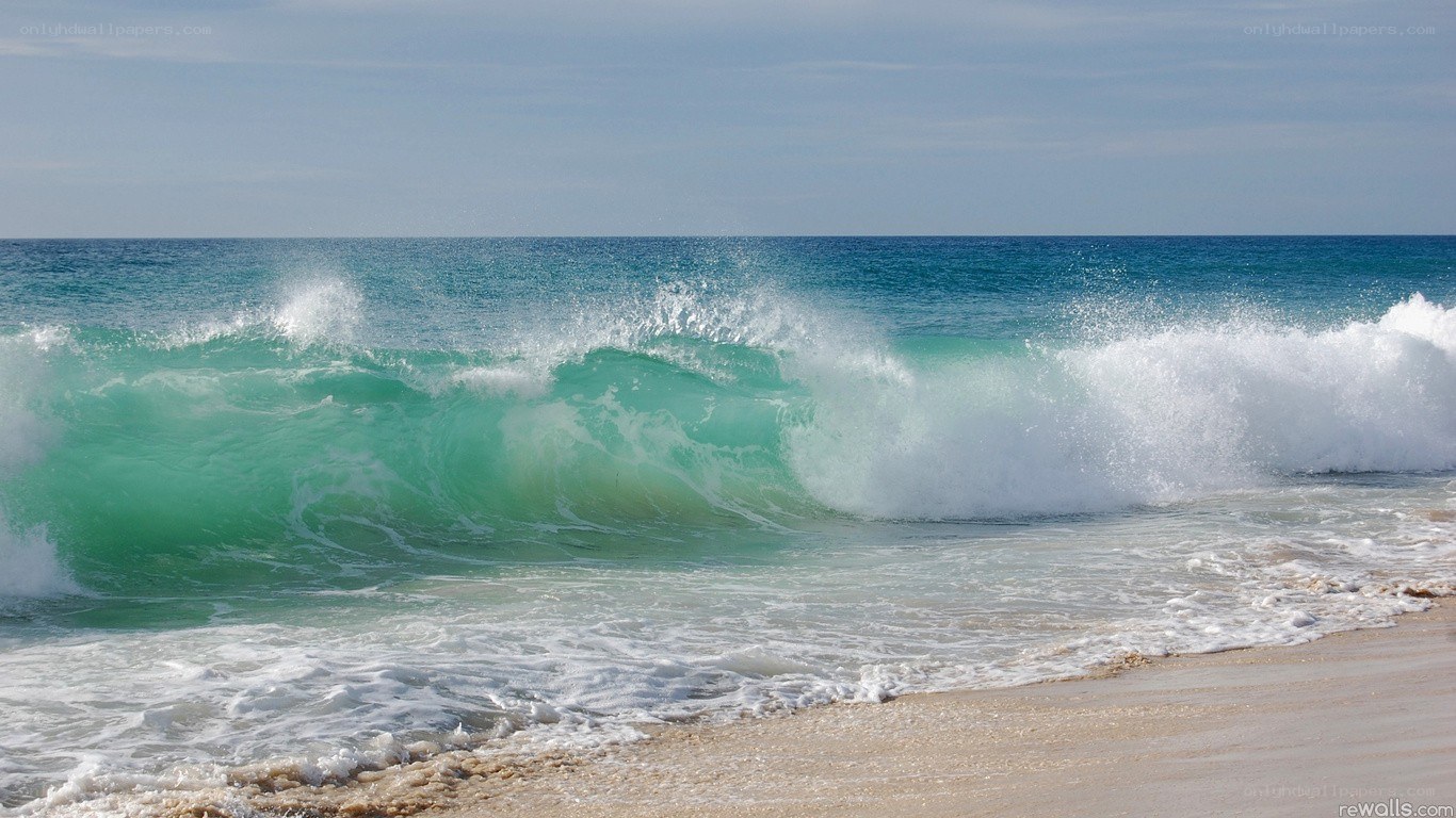 Ocean wave crashing on beach