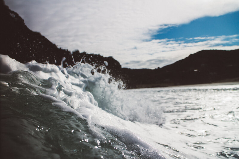 Ocean wave crashing on shore