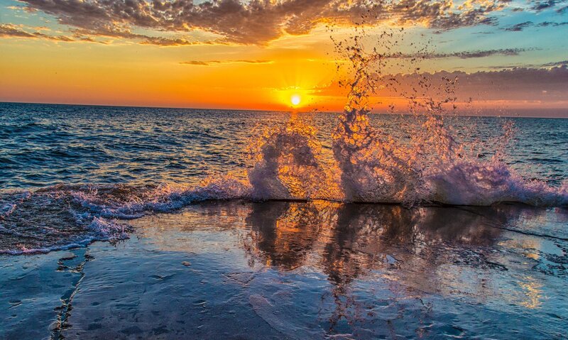 Ocean Wave Crashing — Orange, Dramatic