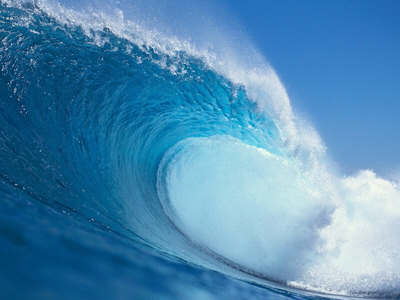 Ocean Wave Curling — Afternoon, Foam